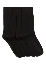 Sockshıon Milano 6  Adet Süper Ekonomik Siyah Renk Erkek Pamuklu Çorap, Uzun Desensiz Pamuklu Çorap