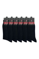 Sockshıon Milano 6  Adet Süper Ekonomik Siyah Renk Erkek Pamuklu Çorap, Uzun Desensiz Pamuklu Çorap