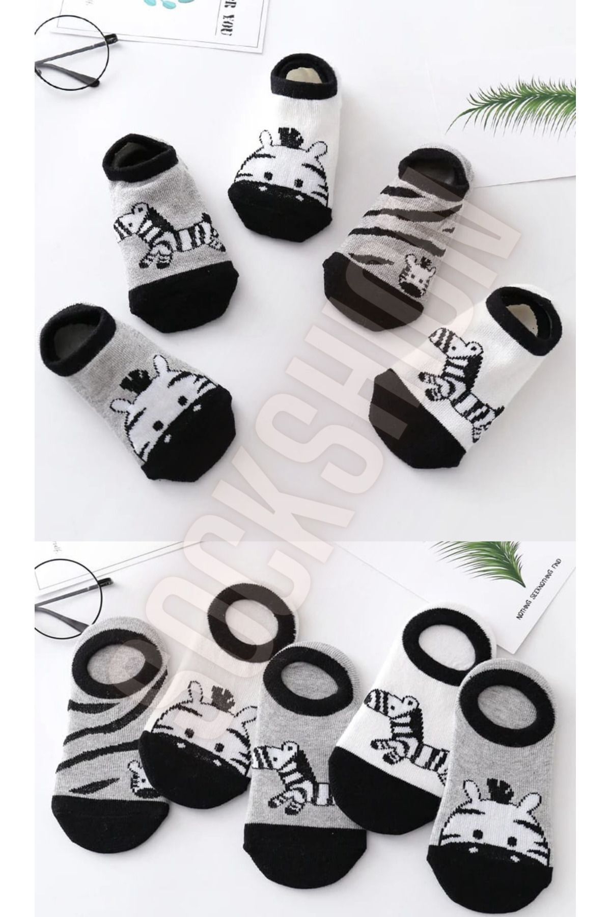 Çocuk Zebra Desenli Renkli Patik Çorap Seti 5'li Paket
