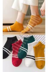 Unisex 5 Çift Pamuklu Derbili Çorap Seti - Ayaklarınıza Renk Katın!