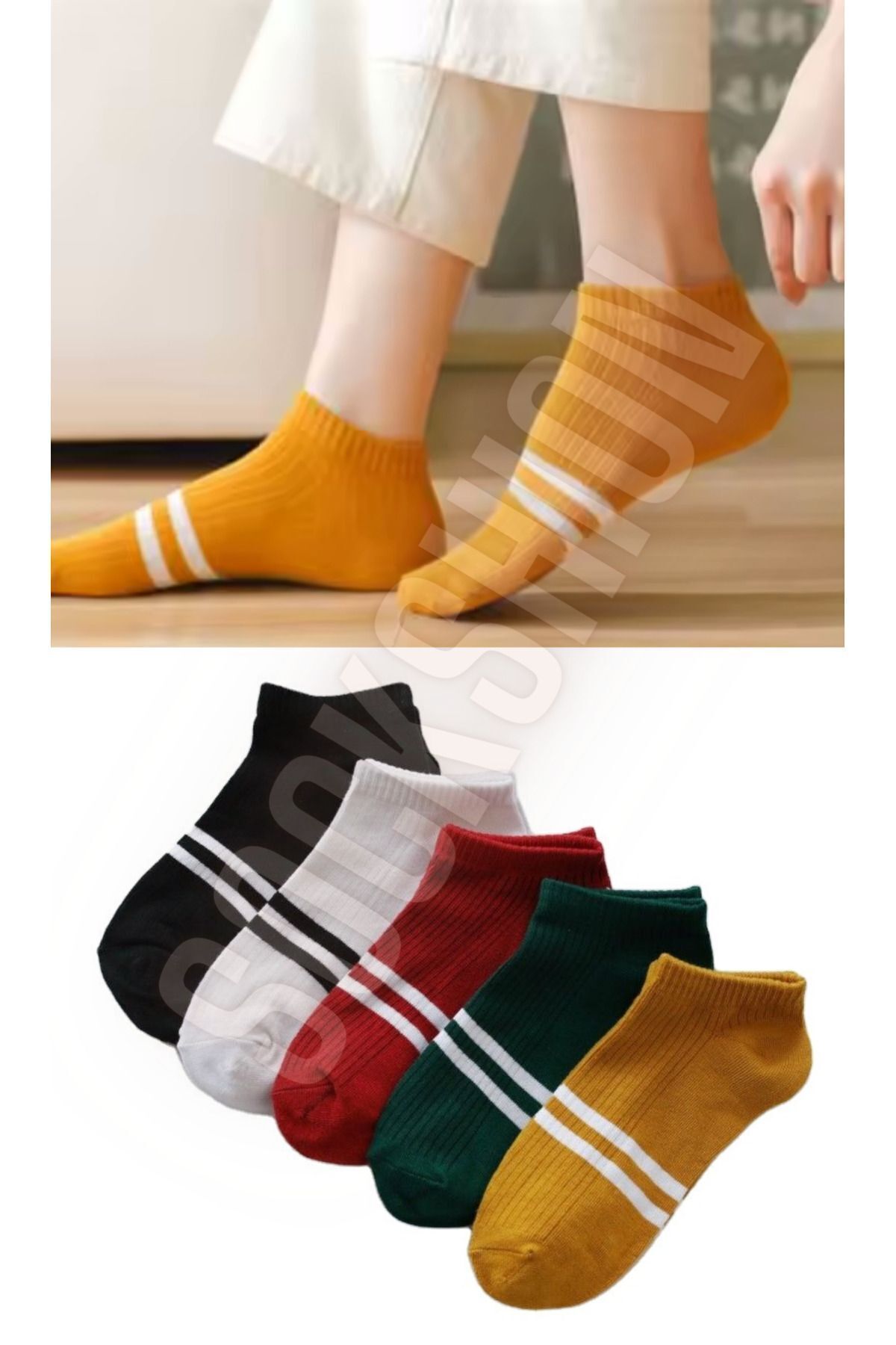 Unisex 5 Çift Pamuklu Derbili Çorap Seti - Ayaklarınıza Renk Katın!