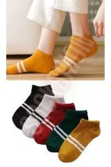 Unisex 5 Çift Pamuklu Derbili Çorap Seti - Ayaklarınıza Renk Katın!