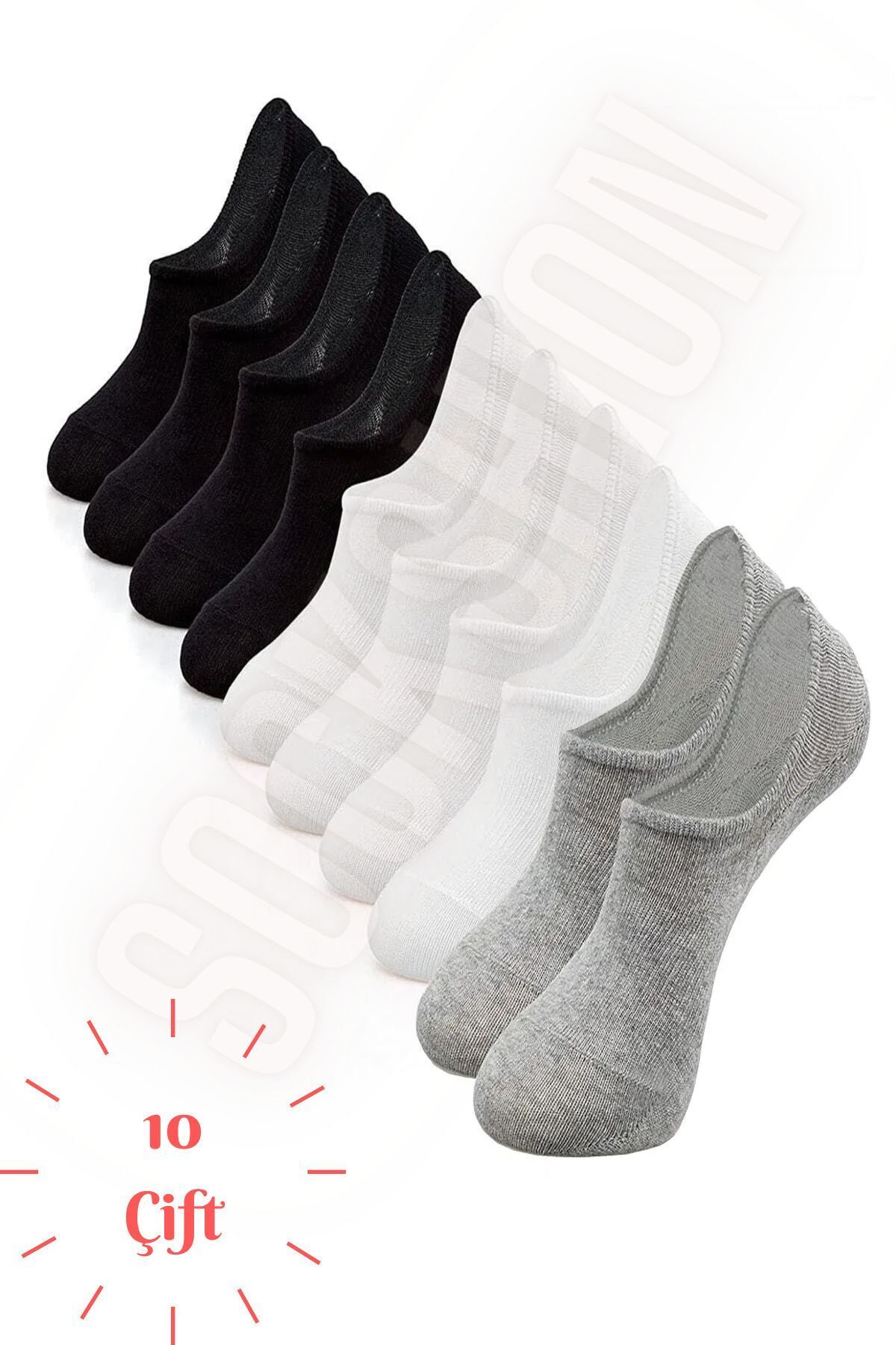 Unisex 10'lu Pamuklu Görünmez Sneakers Çorap