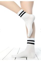 Unisex Beyaz Çizgili Kolej Çorap 10'lu Paket (PAMUK)