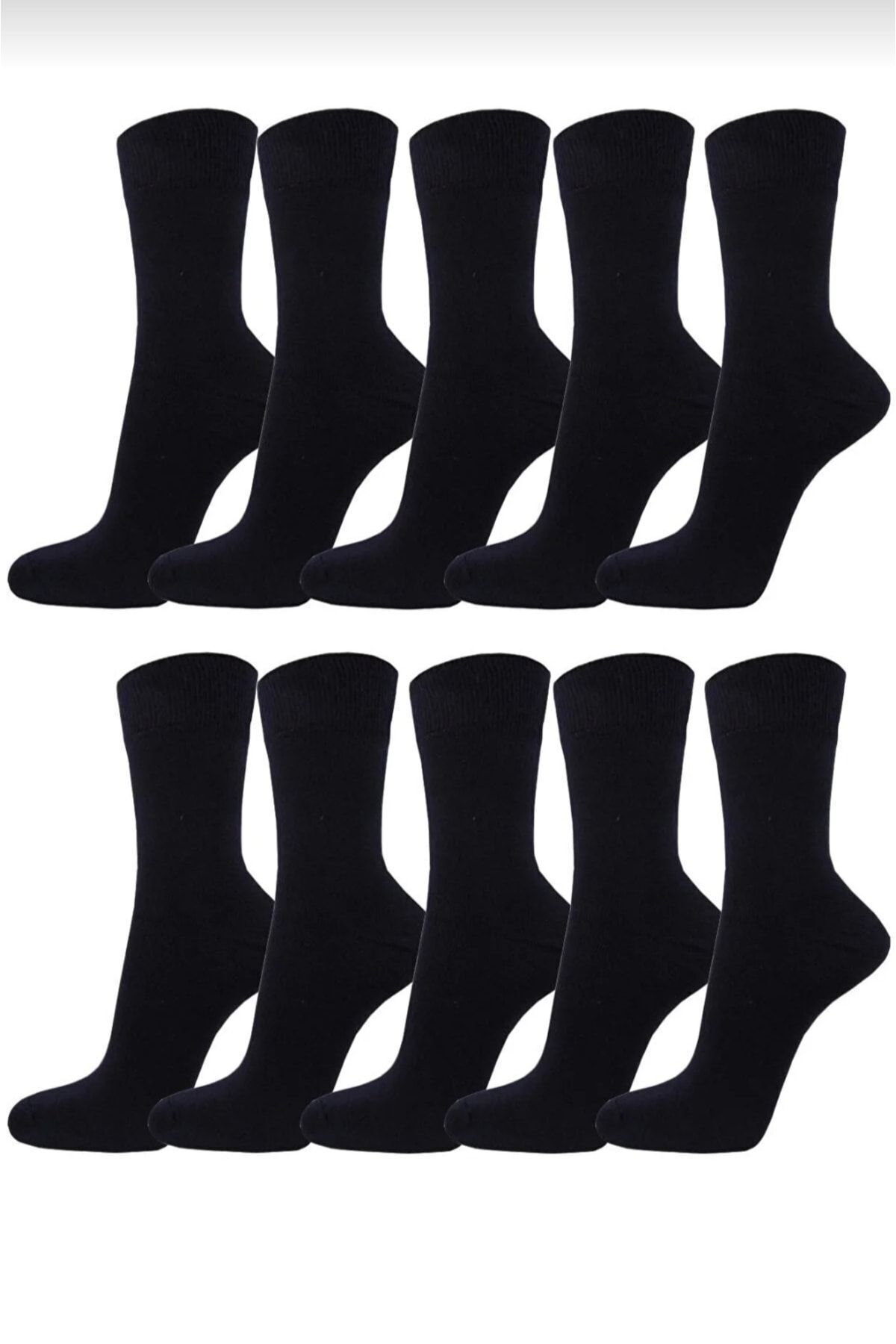 10'lu Paket Klasik Pamuklu Soket Çorap Siyah Renk