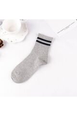 Unisex 6'lı Karışık Renkli Çizgili Tenis Çorabı - Stilinizi Renklendirin - 6 Çift