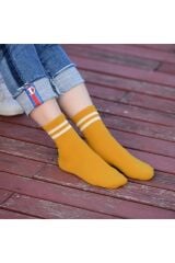 Unisex 6'lı Karışık Renkli Çizgili Tenis Çorabı - Stilinizi Renklendirin - 6 Çift