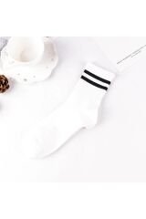 Unisex 6'lı Karışık Renkli Çizgili Tenis Çorabı - Stilinizi Renklendirin - 6 Çift