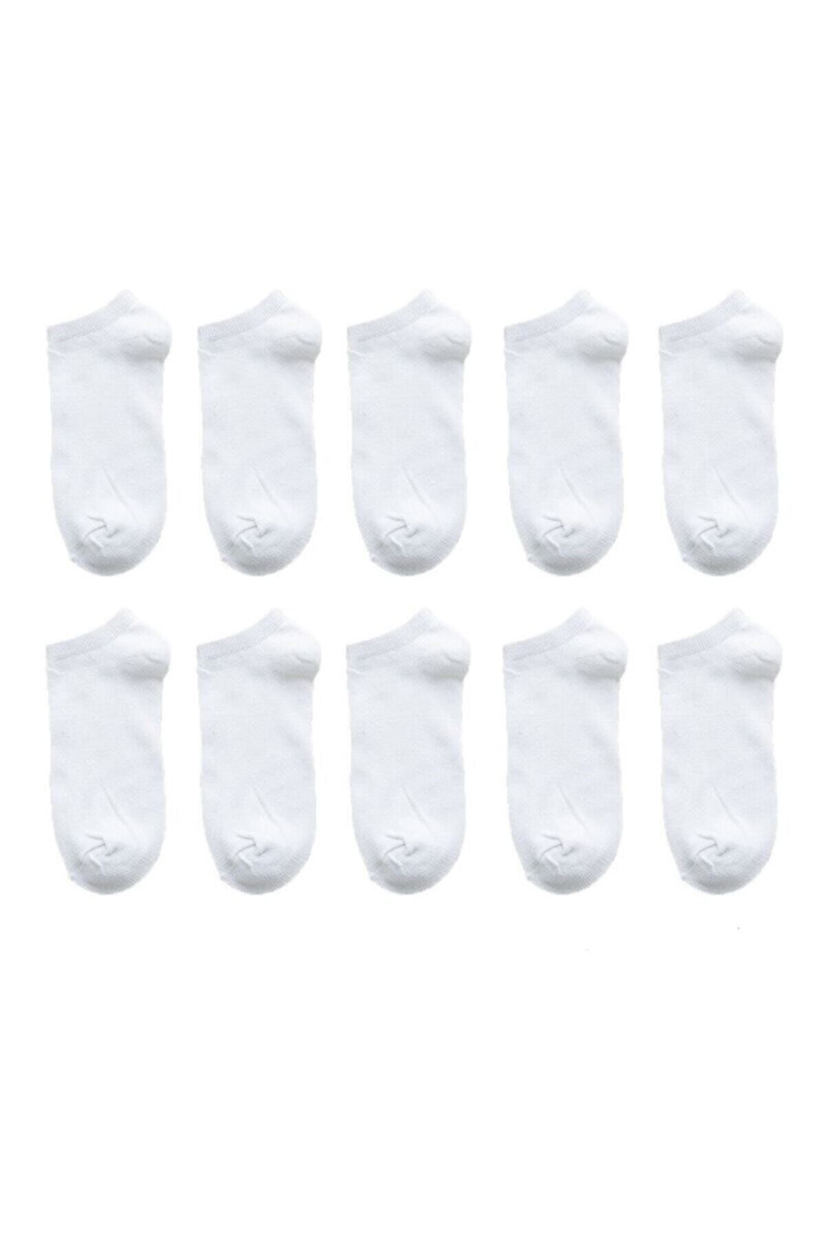 Unisex 6 Çift Koton Ekonomik Beyaz Renk Patik Çorap