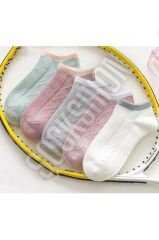 Kadın Ters Örgü Desenli Patik Çorap 5'li - Şık Ve Rahat Özel Tasarım